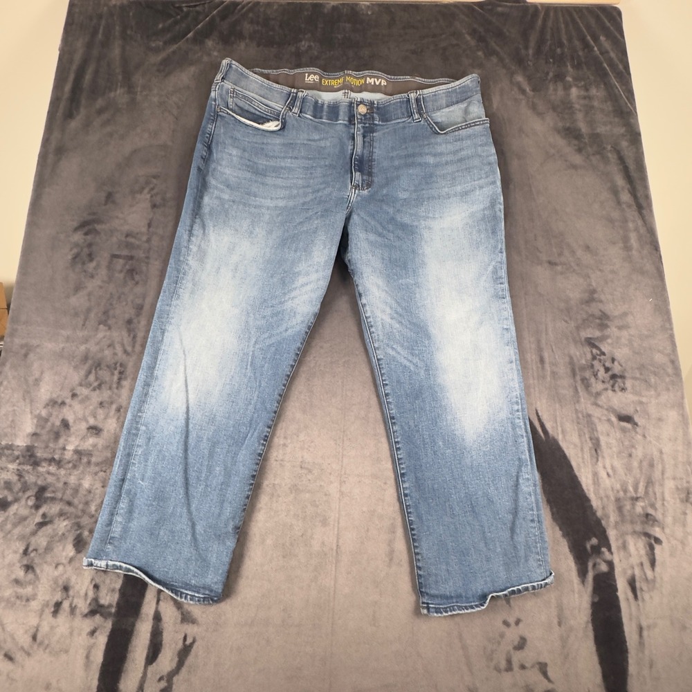 Lee Extreme Motion MVP Jeans Mens 46x29 Blue Relaxed Straight Leg Stretch